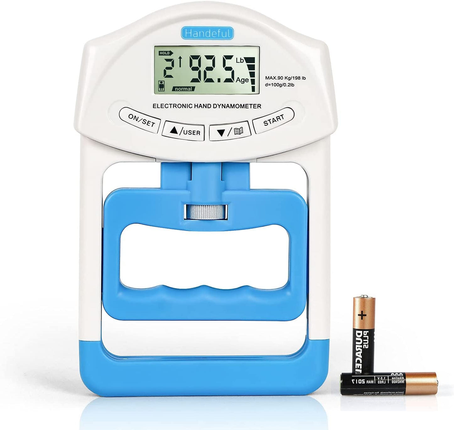 Grip Strength Tester, Hand Grip Dynamometer (198Lbs / 90Kgs), Electronic Handgrip Testing for Sports Home School Use