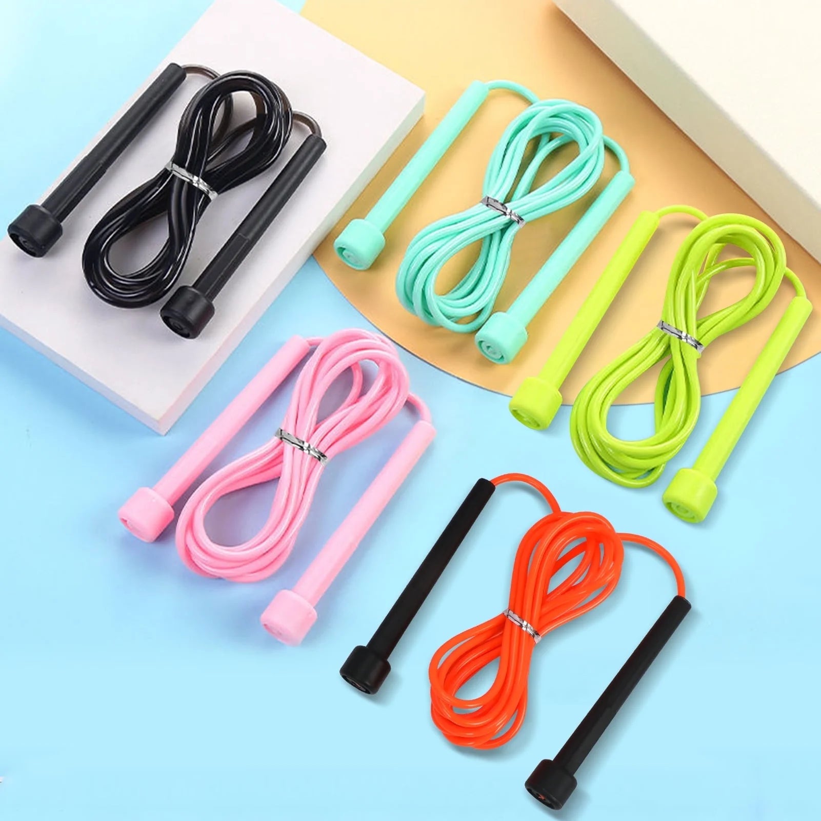 Jump Rope for Student [5 Pack], Flexible Silicone Tangle-Free Jump Rope Cable Length Adjustable Skipping Rope for Exercise Fitness
