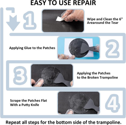 Hareyou Trampoline Patch Repair Kit 4 Inch Circle on Patches | Repair Trampoline Mat Tear or Hole