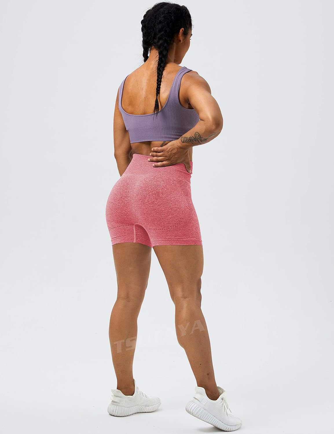 Workout Seamless Gym Shorts for Women High Waist Tummy Control Biker Athletic Women'S Booty Yoga Shorts Coral Red S