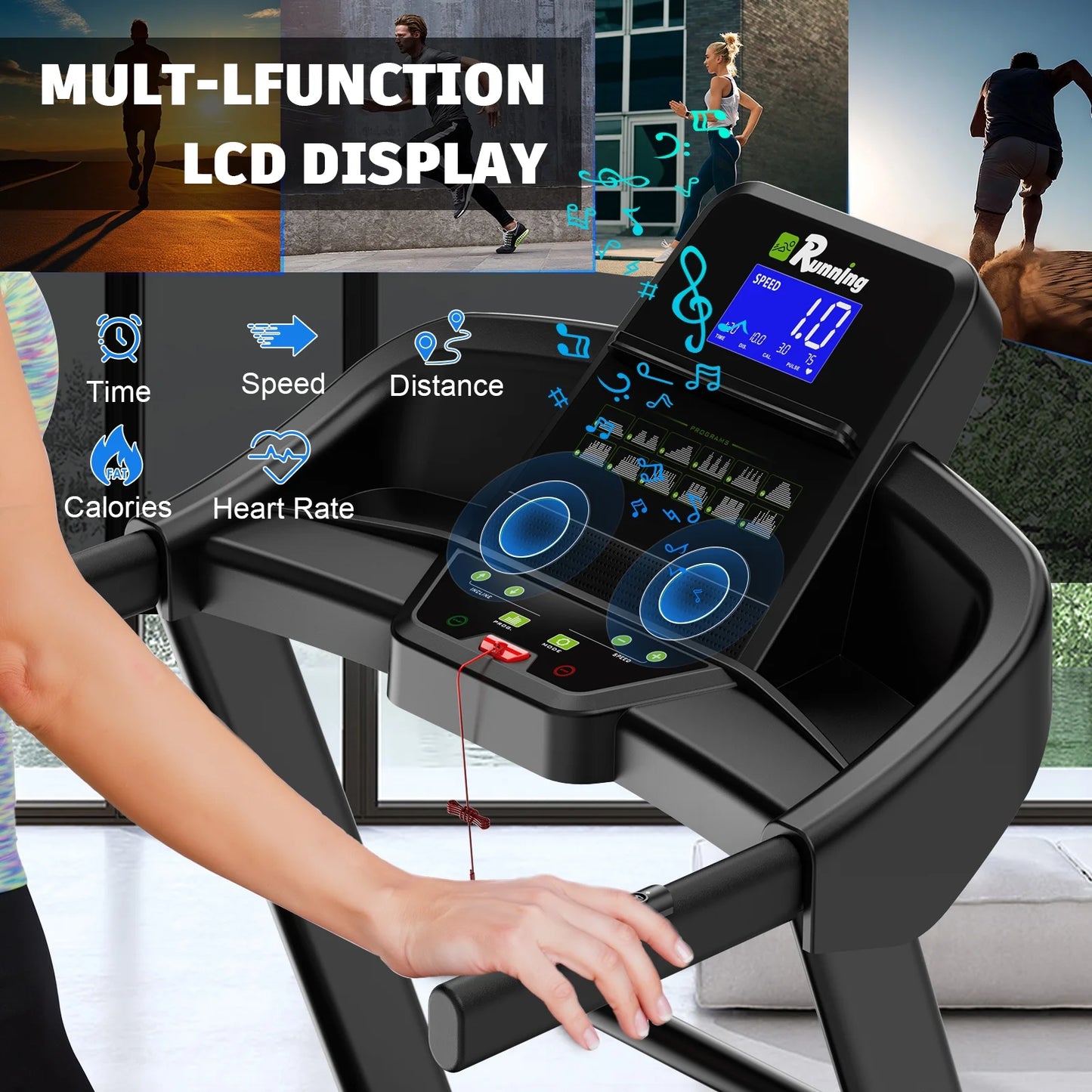 400Lb Capacity 3.5 HP Treadmill with 15% Auto Incline for Home - Heavy Duty Foldable Treadmill with App/Bluetooth - 18 Inch Wide Belt Folding Treadmill